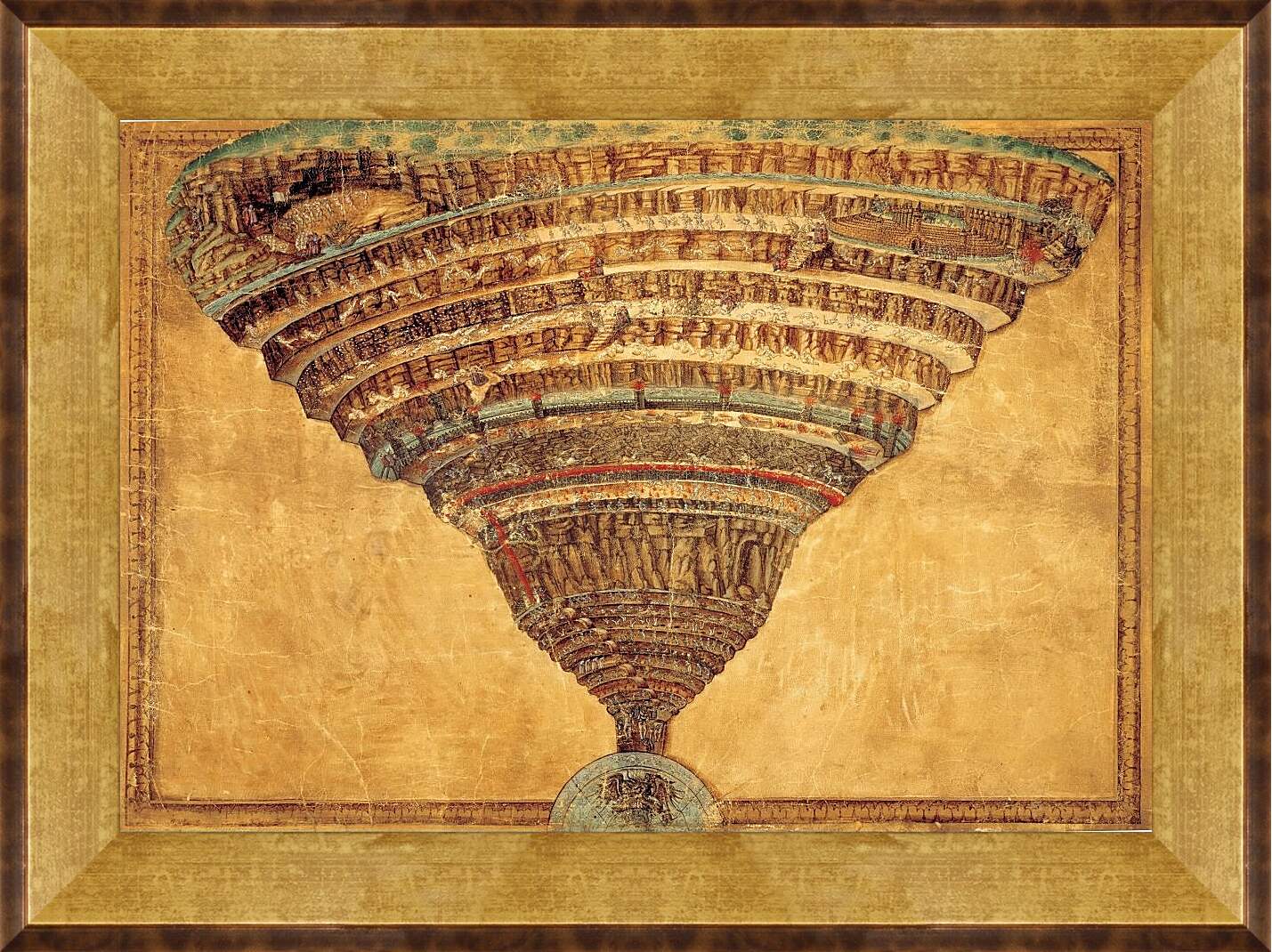 Картина в раме - 9 кругов ада Данте. Сандро Боттичелли