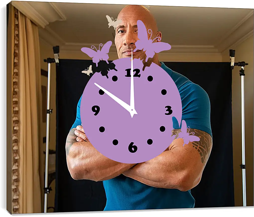 Часы картина - Dwayne Douglas Johnson. Дуэйн Джонсон (Скала)