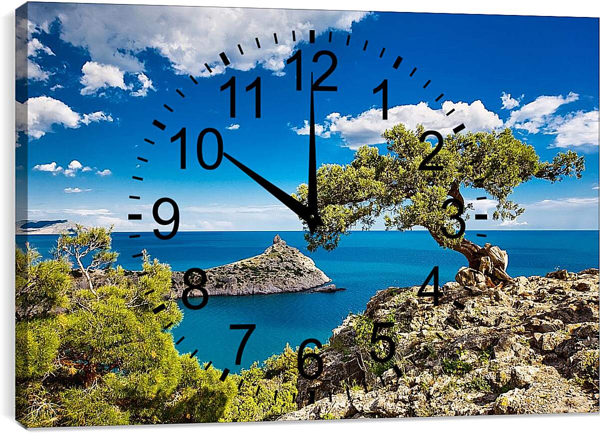 Часы картина - Голубая бухта. Крым