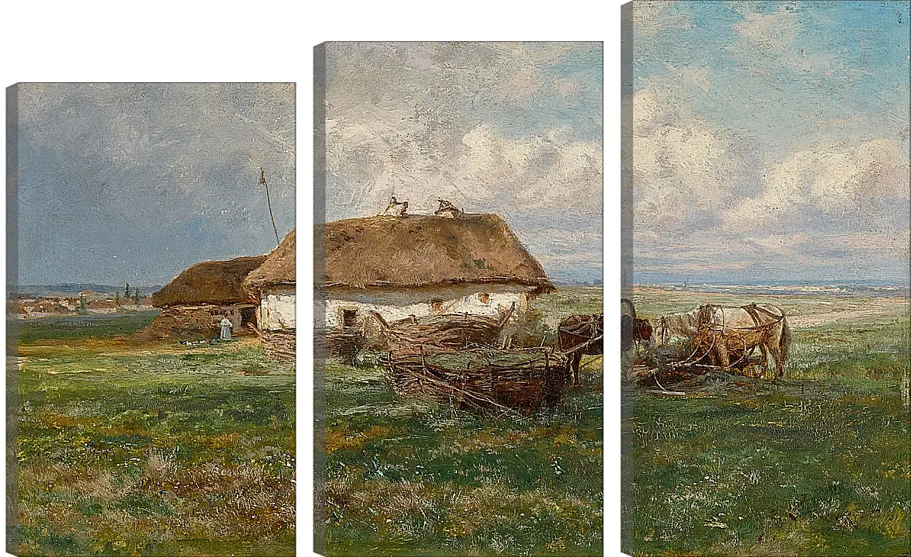 Модульная картина - Усадьба с лошадьми. Иосиф Евстафиевич Крачковский