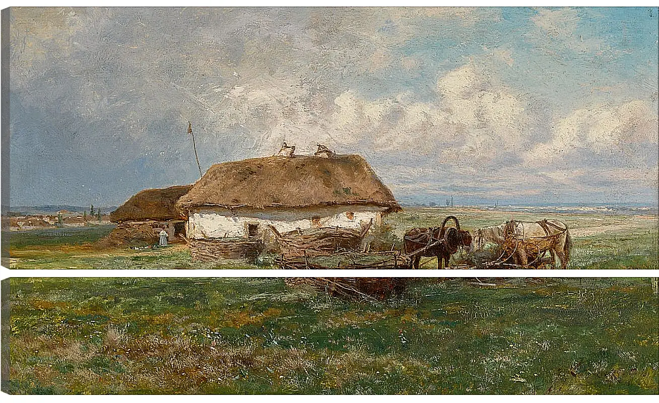 Модульная картина - Усадьба с лошадьми. Иосиф Евстафиевич Крачковский
