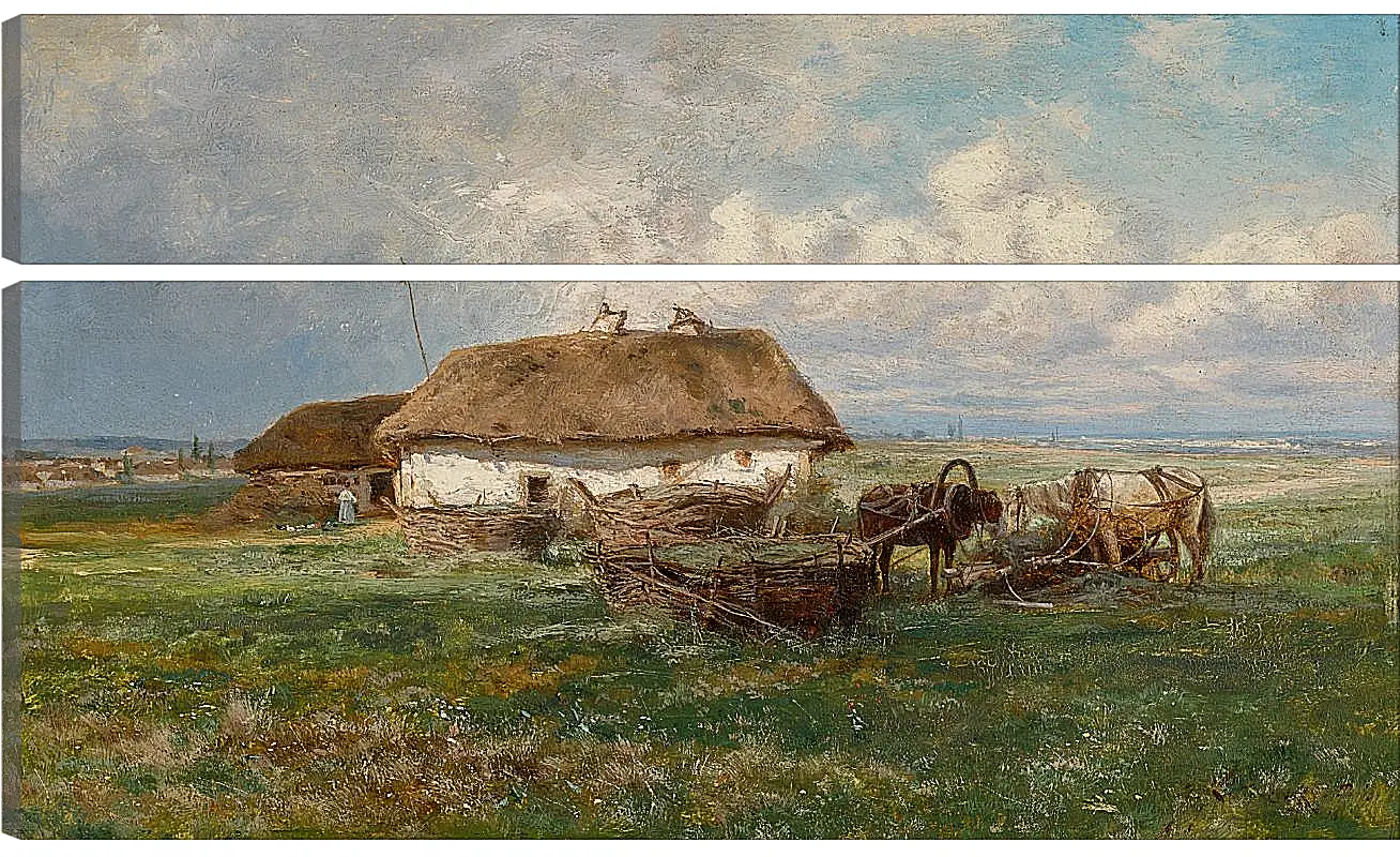 Модульная картина - Усадьба с лошадьми. Иосиф Евстафиевич Крачковский
