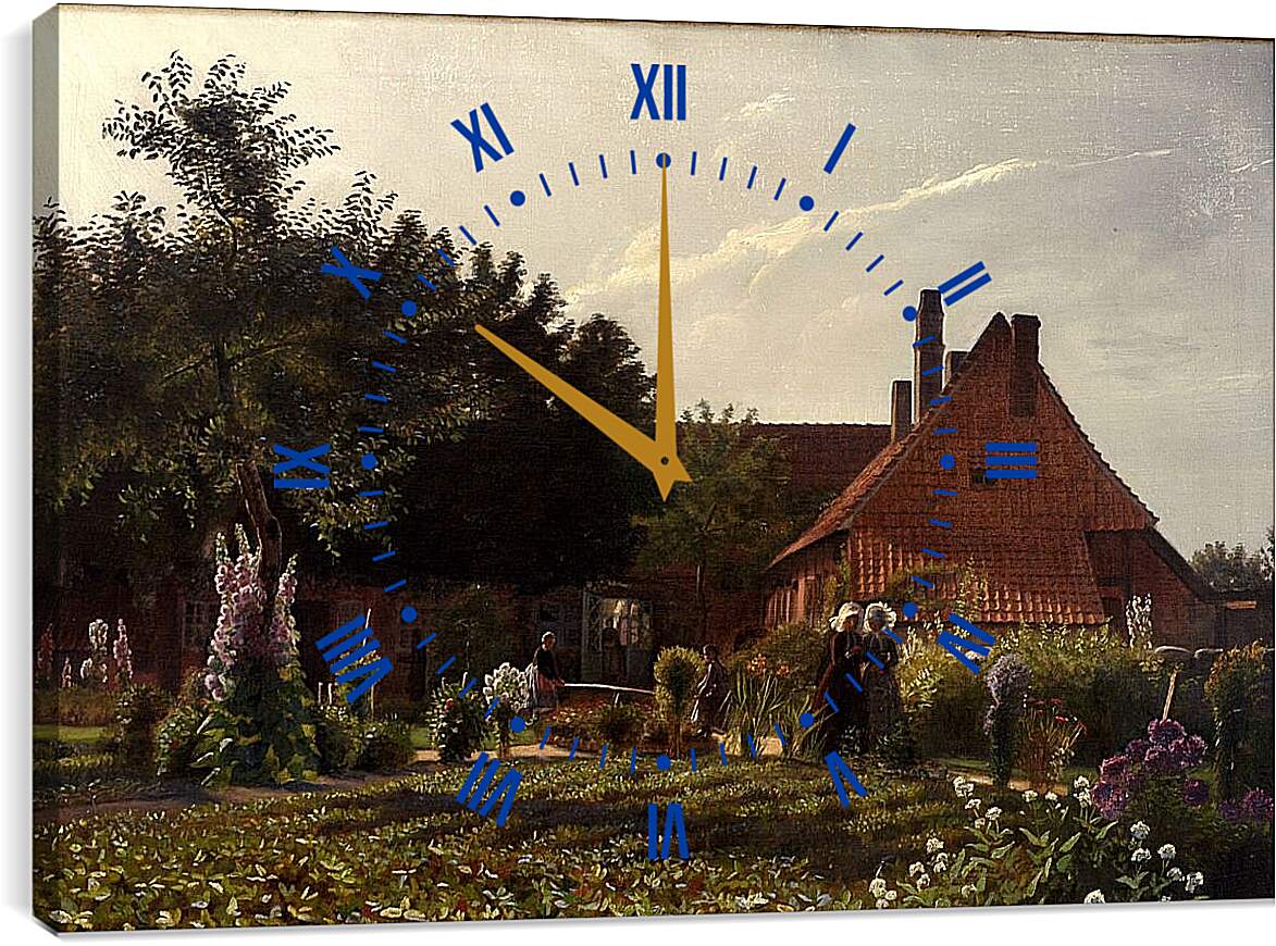 Часы картина - Grandmother's Garden. Педер Хенрик Кристиан Сартман