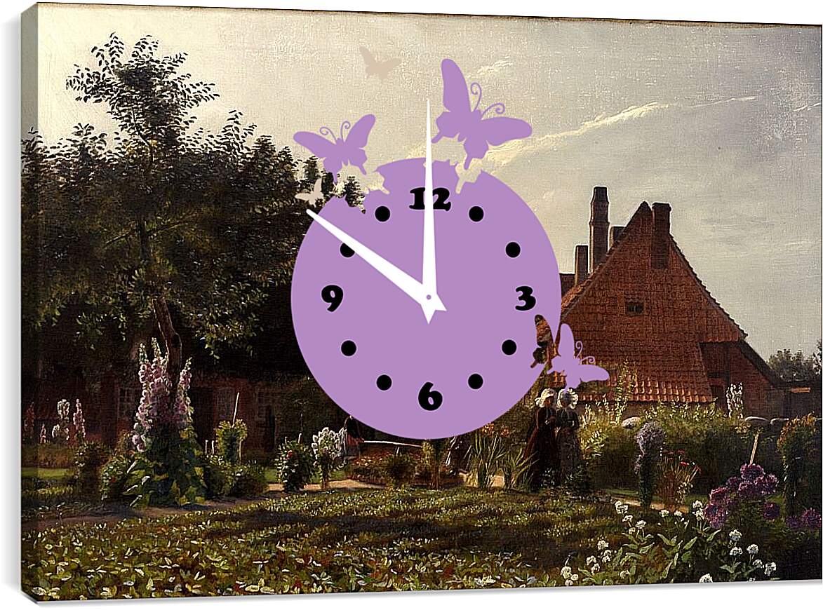 Часы картина - Grandmother's Garden. Педер Хенрик Кристиан Сартман