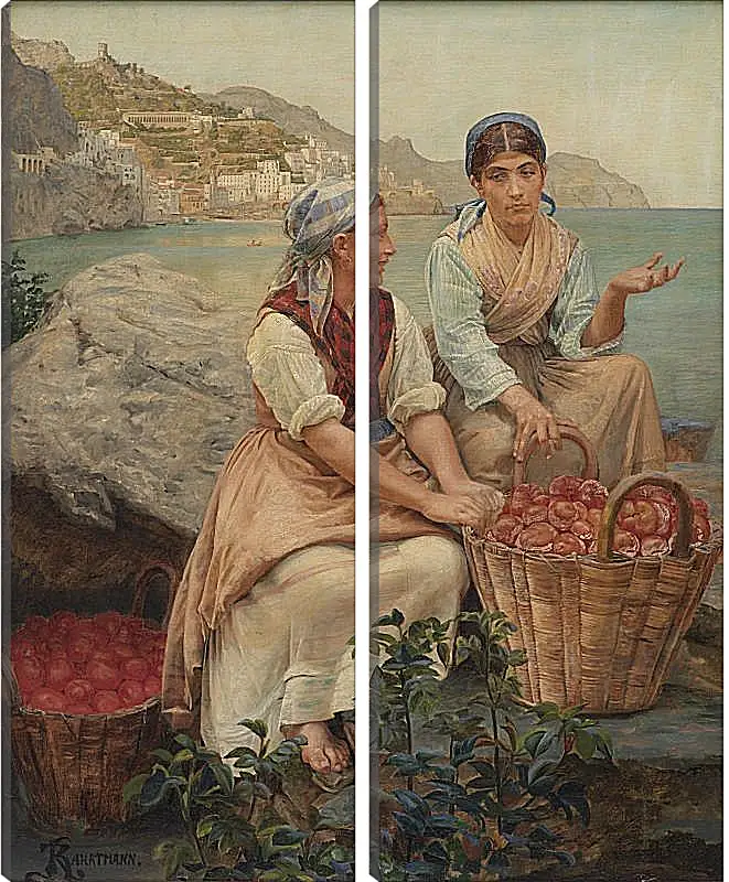Модульная картина - Italienske piger med tomater i kurve. Педер Хенрик Кристиан Сартман