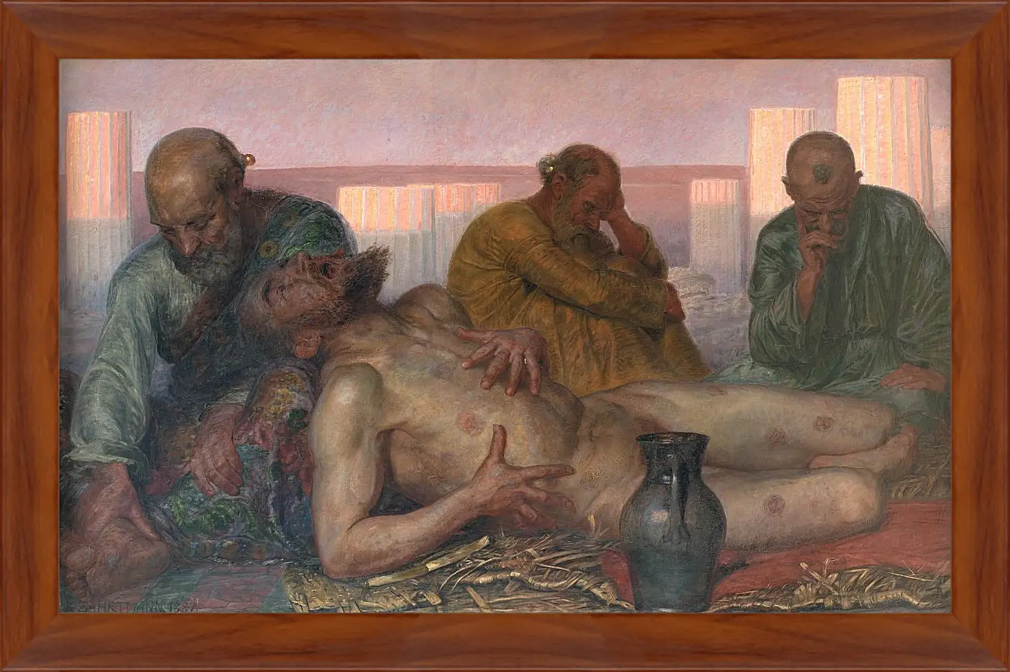 Картина в раме - Job and His Friends. Педер Хенрик Кристиан Сартман
