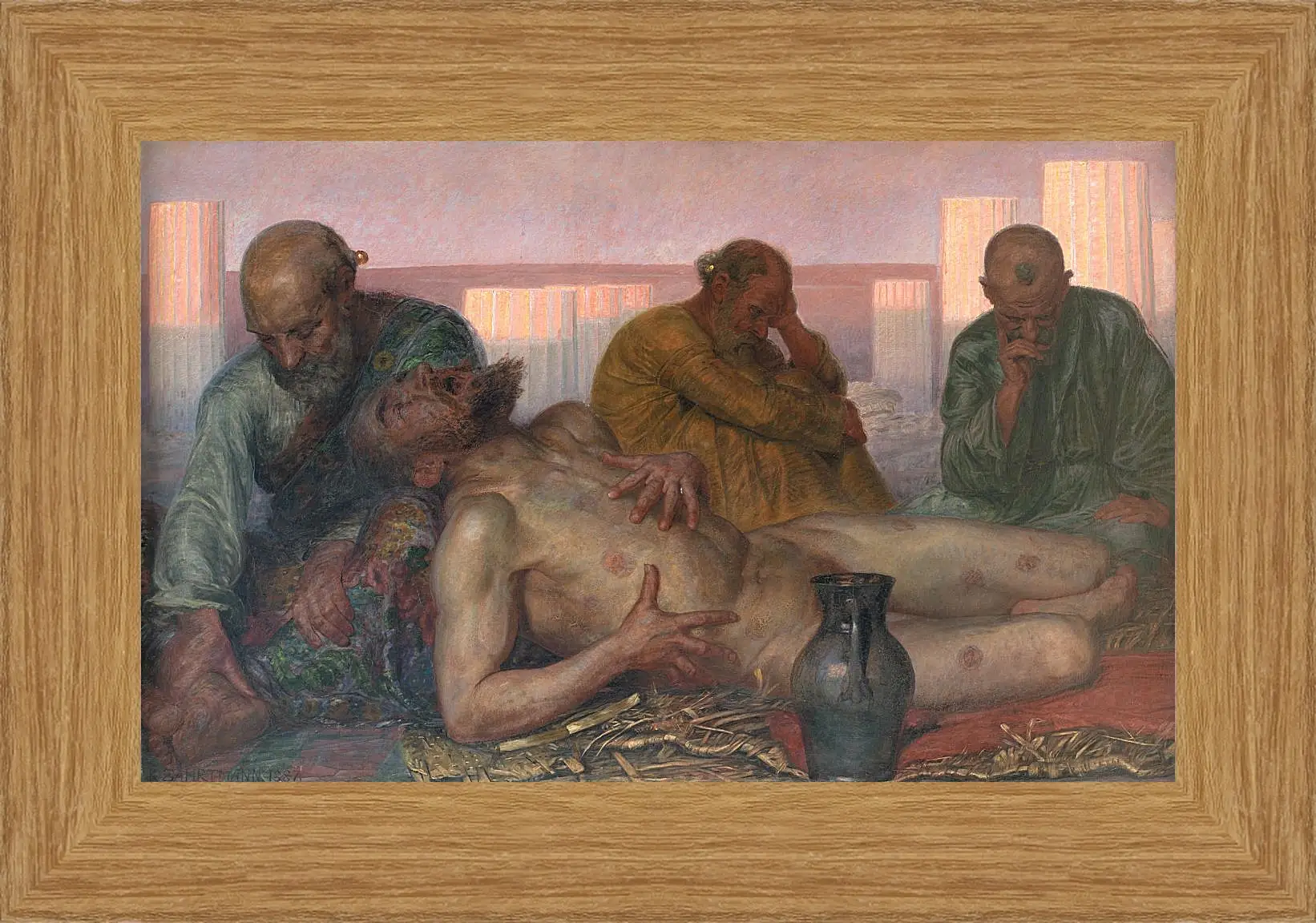 Картина в раме - Job and His Friends. Педер Хенрик Кристиан Сартман
