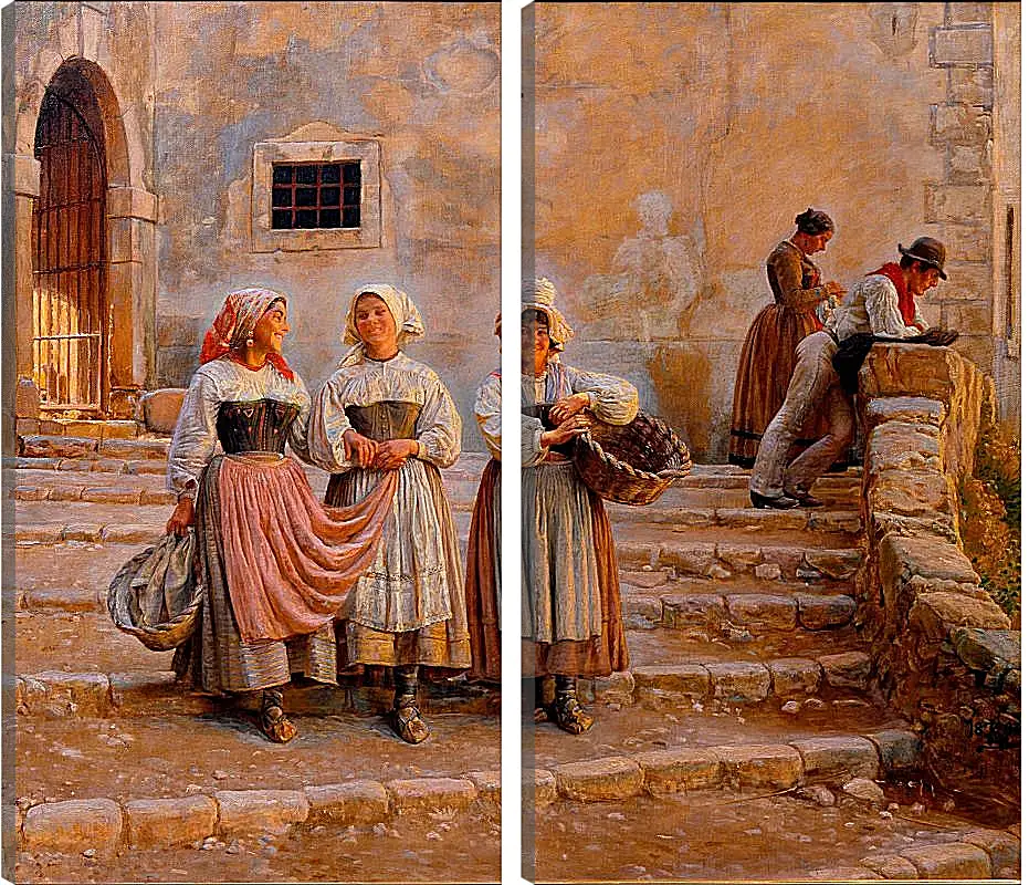 Модульная картина - Young women transporting lime. Civiitá d' Antino. Педер Хенрик Кристиан Сартман