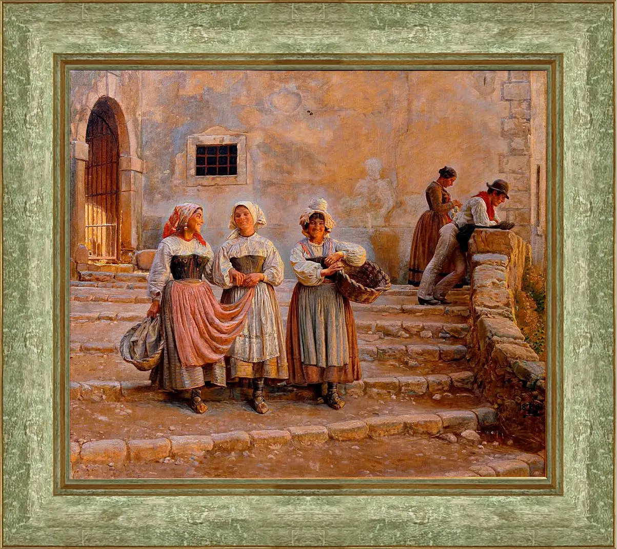 Картина в раме - Young women transporting lime. Civiitá d' Antino. Педер Хенрик Кристиан Сартман