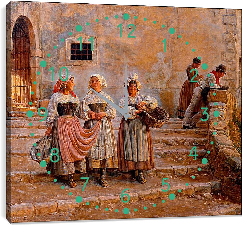 Часы картина - Young women transporting lime. Civiitá d' Antino. Педер Хенрик Кристиан Сартман