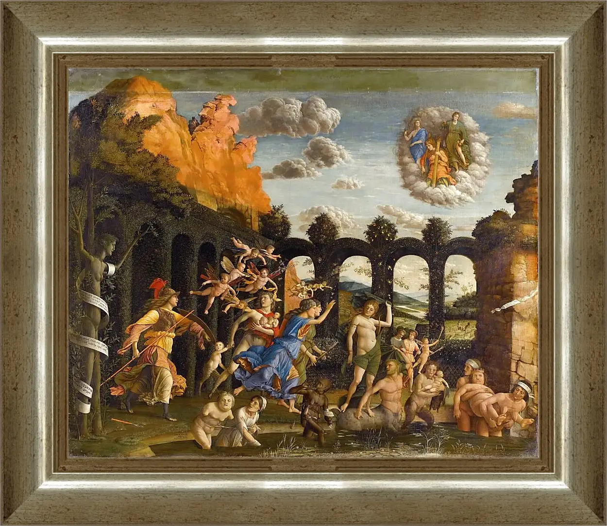 Картина в раме - Minerva Chasing the Vices from the Garden of Virtue. Минерва, изгоняющая пороки из сада благодетели. Андреа Мантенья