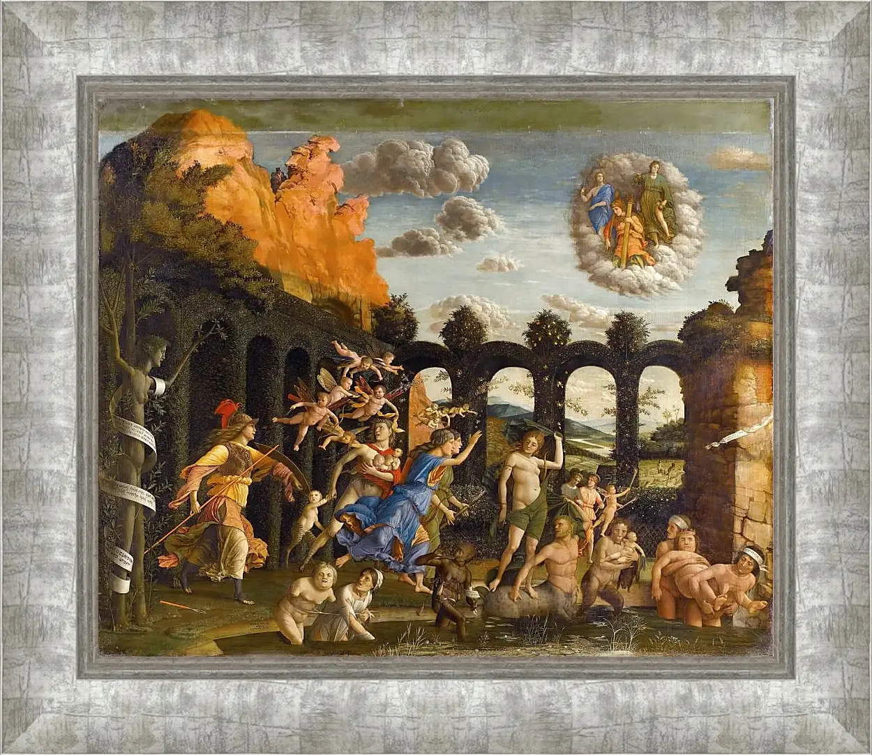 Картина в раме - Minerva Chasing the Vices from the Garden of Virtue. Минерва, изгоняющая пороки из сада благодетели. Андреа Мантенья