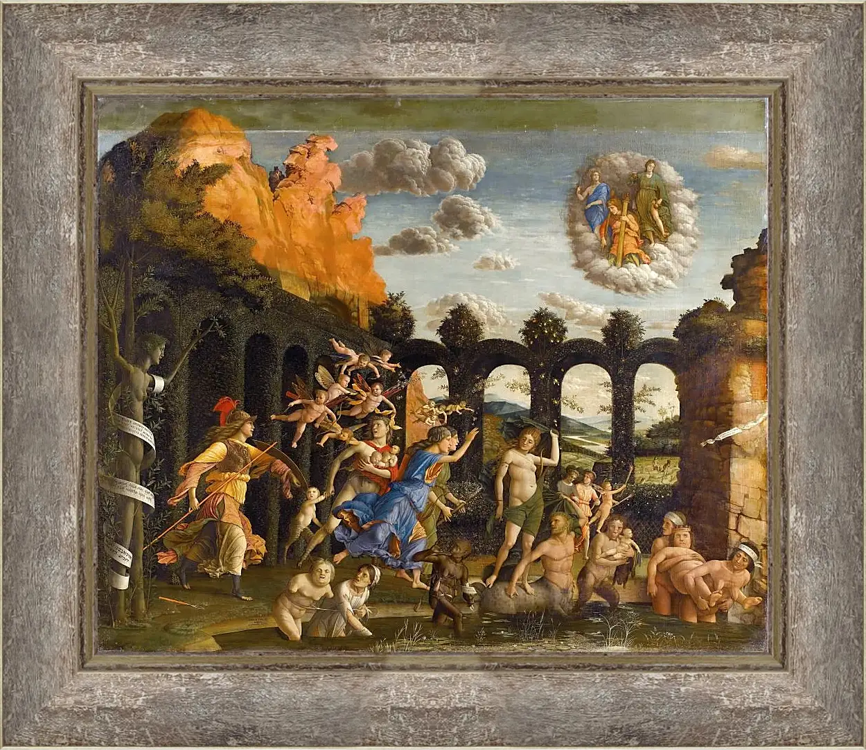 Картина в раме - Minerva Chasing the Vices from the Garden of Virtue. Минерва, изгоняющая пороки из сада благодетели. Андреа Мантенья