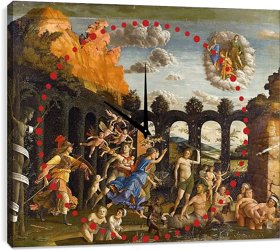 Часы картина - Minerva Chasing the Vices from the Garden of Virtue. Минерва, изгоняющая пороки из сада благодетели. Андреа Мантенья