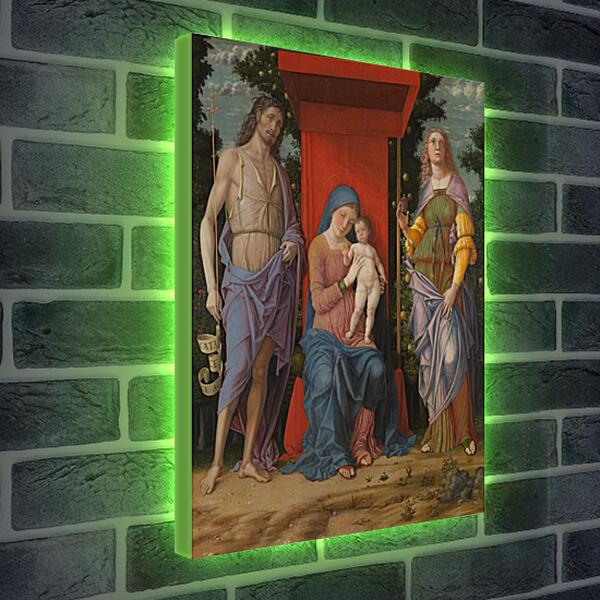 Лайтбокс световая панель - Мадонна с Младенцем, Иоанном Крестителем и Марией Магдалиной. Андреа Мантенья