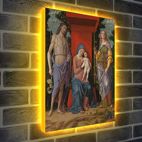 Лайтбокс световая панель - Мадонна с Младенцем, Иоанном Крестителем и Марией Магдалиной. Андреа Мантенья