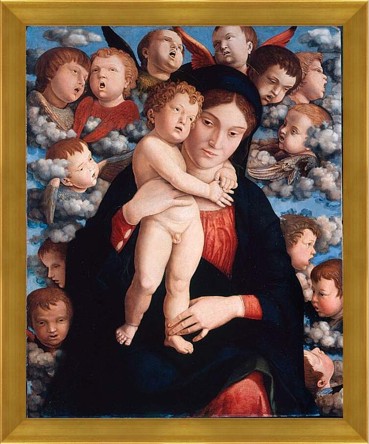 Картина в раме - Мадонна с херувимами. Андреа Мантенья