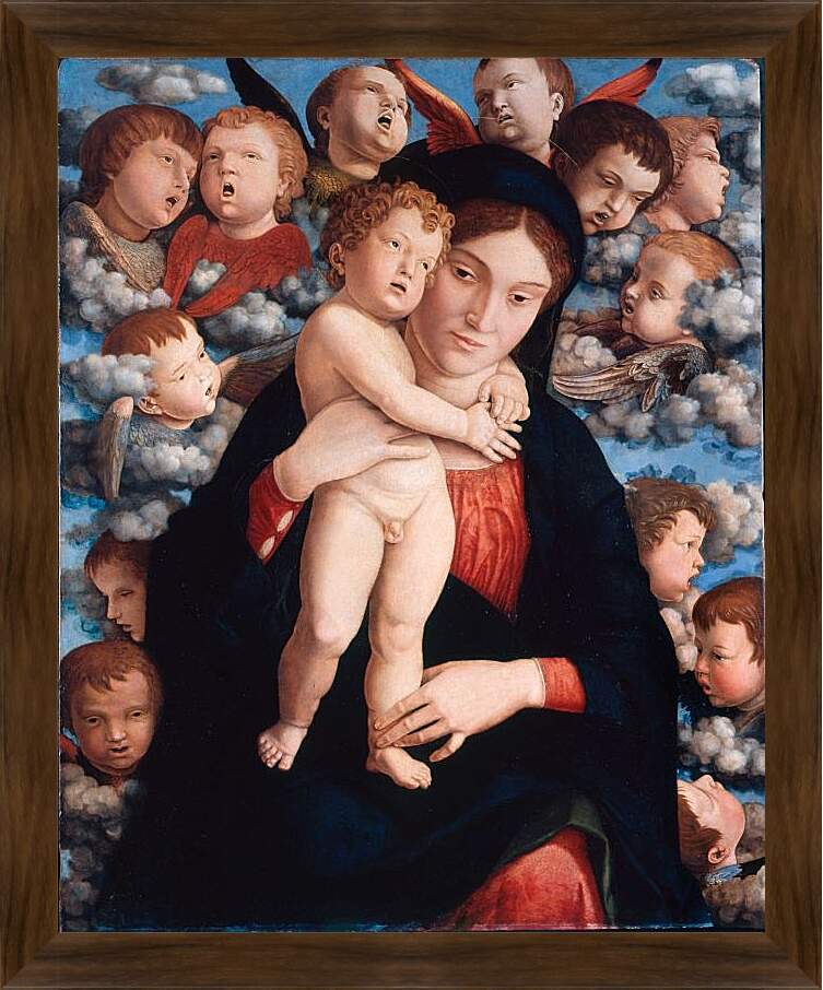 Картина в раме - Мадонна с херувимами. Андреа Мантенья