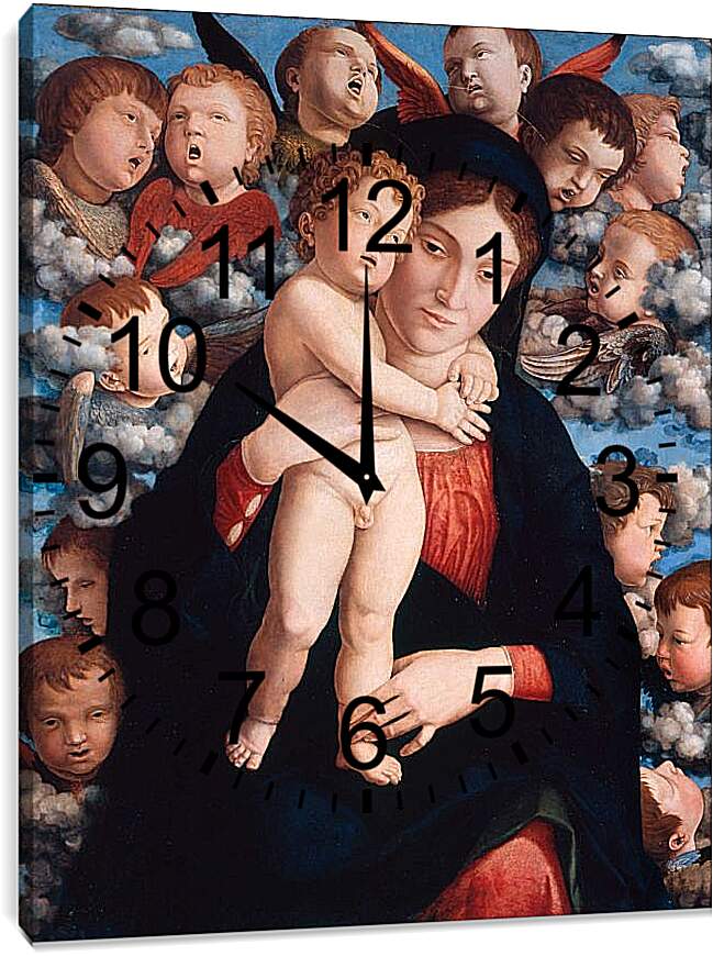 Часы картина - Мадонна с херувимами. Андреа Мантенья
