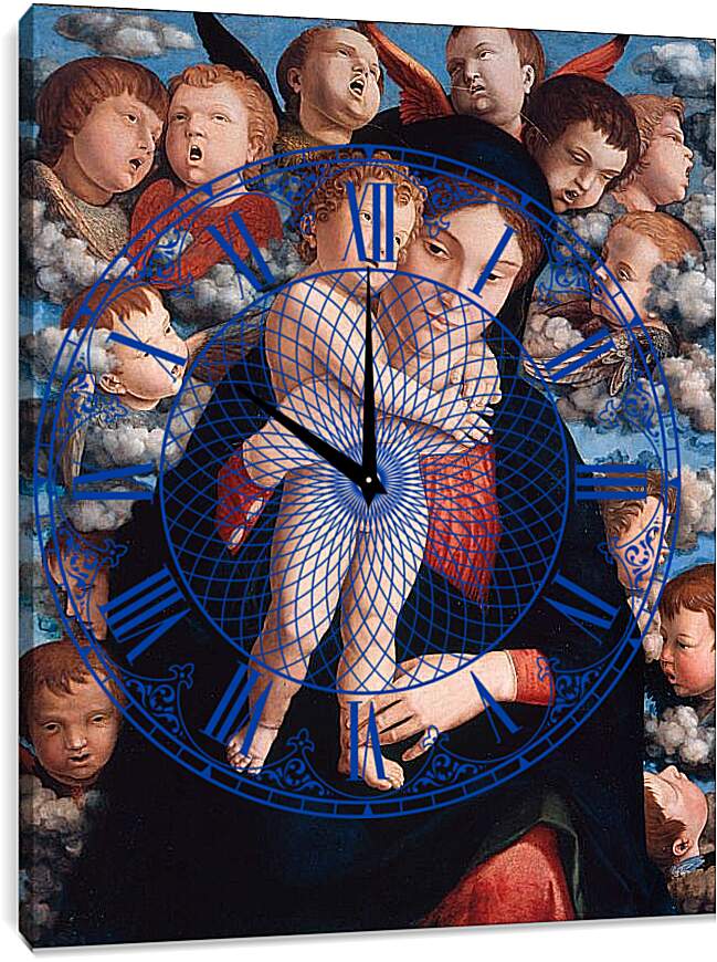 Часы картина - Мадонна с херувимами. Андреа Мантенья