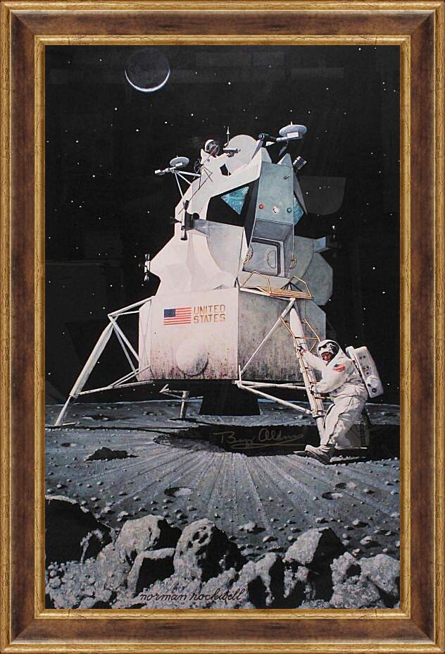 Картина в раме - Человек на Луне. Норман Роквелл