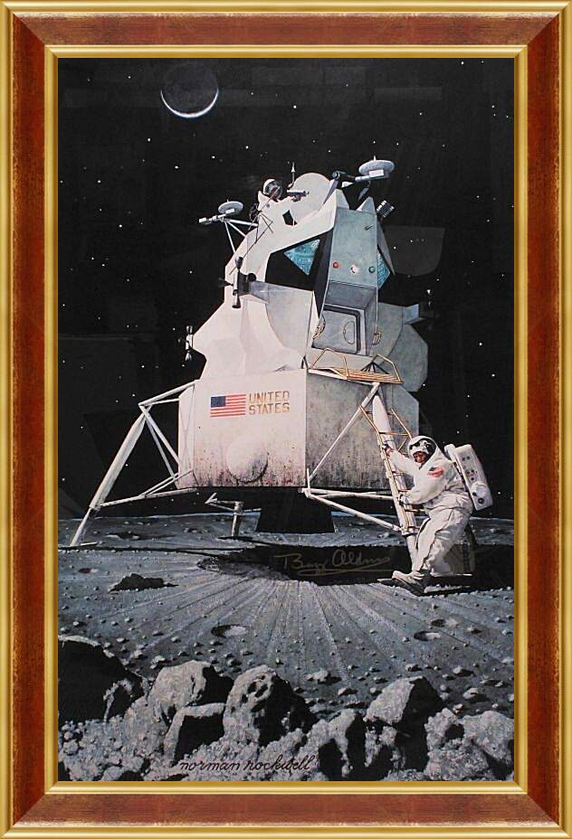 Картина в раме - Человек на Луне. Норман Роквелл
