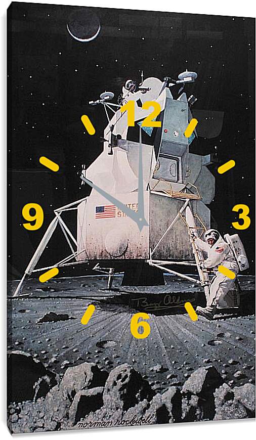 Часы картина - Человек на Луне. Норман Роквелл
