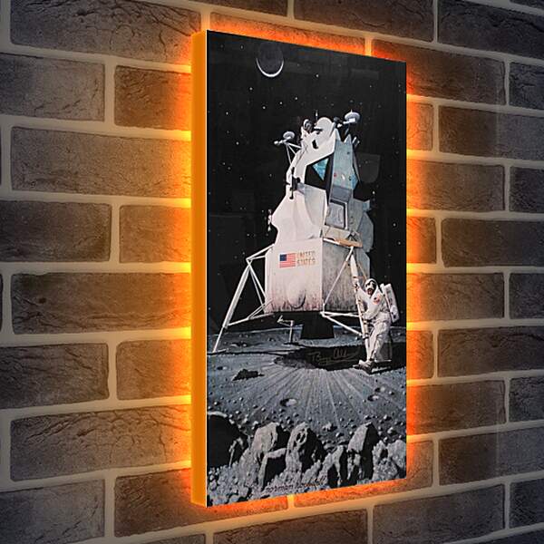 Лайтбокс световая панель - Человек на Луне. Норман Роквелл
