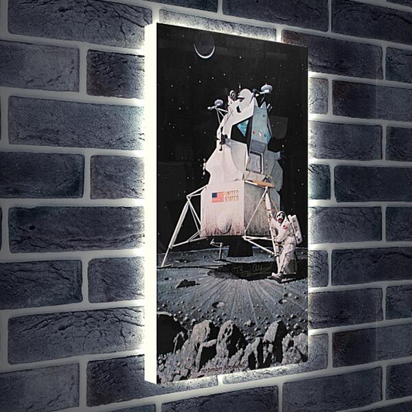 Лайтбокс световая панель - Человек на Луне. Норман Роквелл
