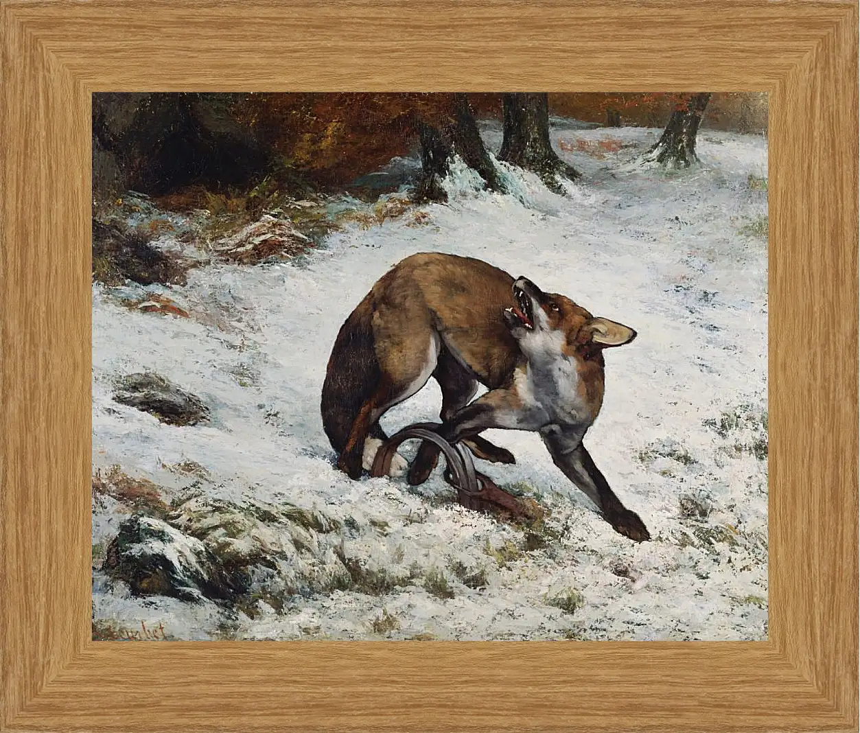 Картина в раме - Fox Caught in a Trap. Жан Дезире Гюстав Курбе