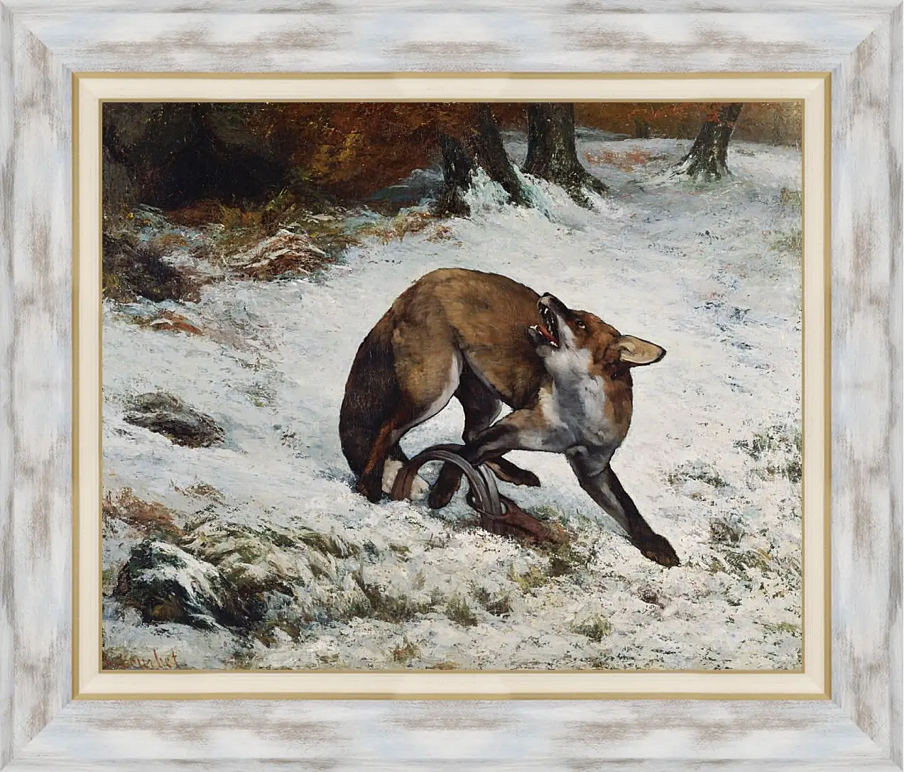Картина в раме - Fox Caught in a Trap. Жан Дезире Гюстав Курбе