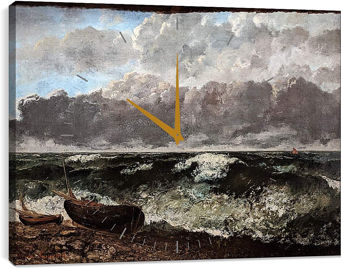 Часы картина - Stormy sea. Жан Дезире Гюстав Курбе
