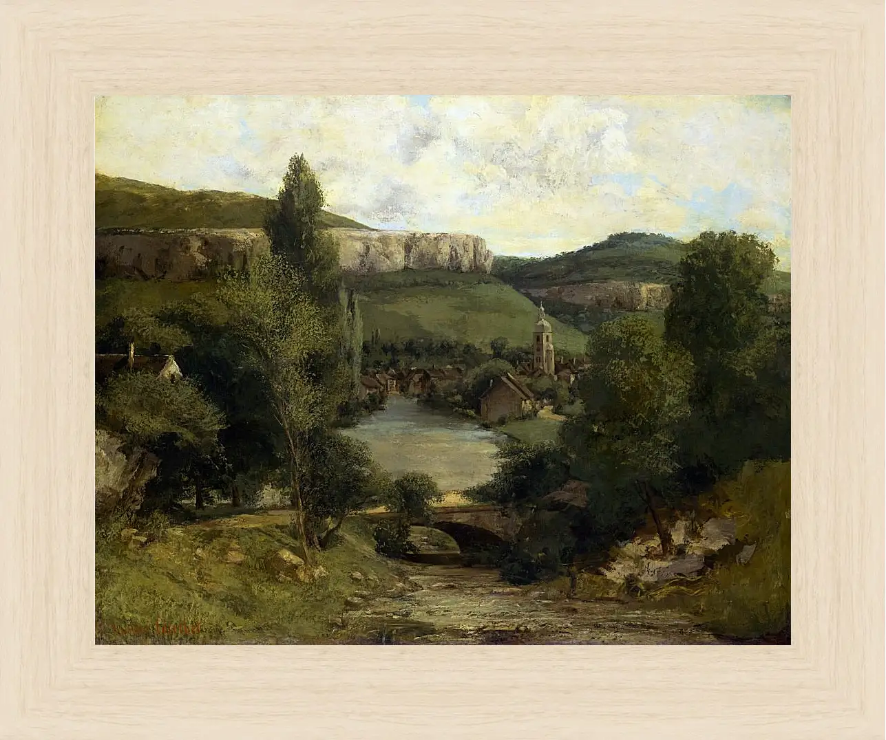 Картина в раме - View of Ornans. Жан Дезире Гюстав Курбе