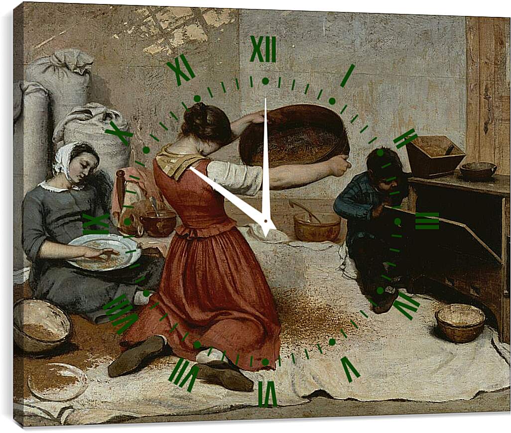 Часы картина - Веяльщицы. Жан Дезире Гюстав Курбе