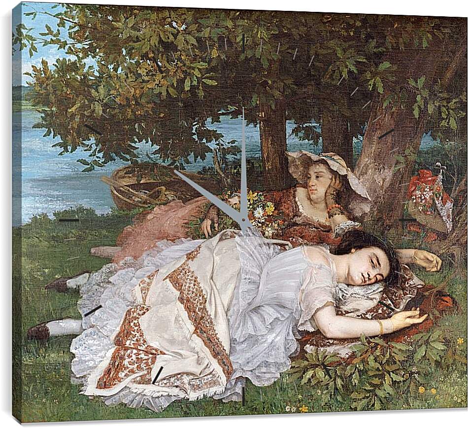 Часы картина - Девушки на берегу Сены. Жан Дезире Гюстав Курбе