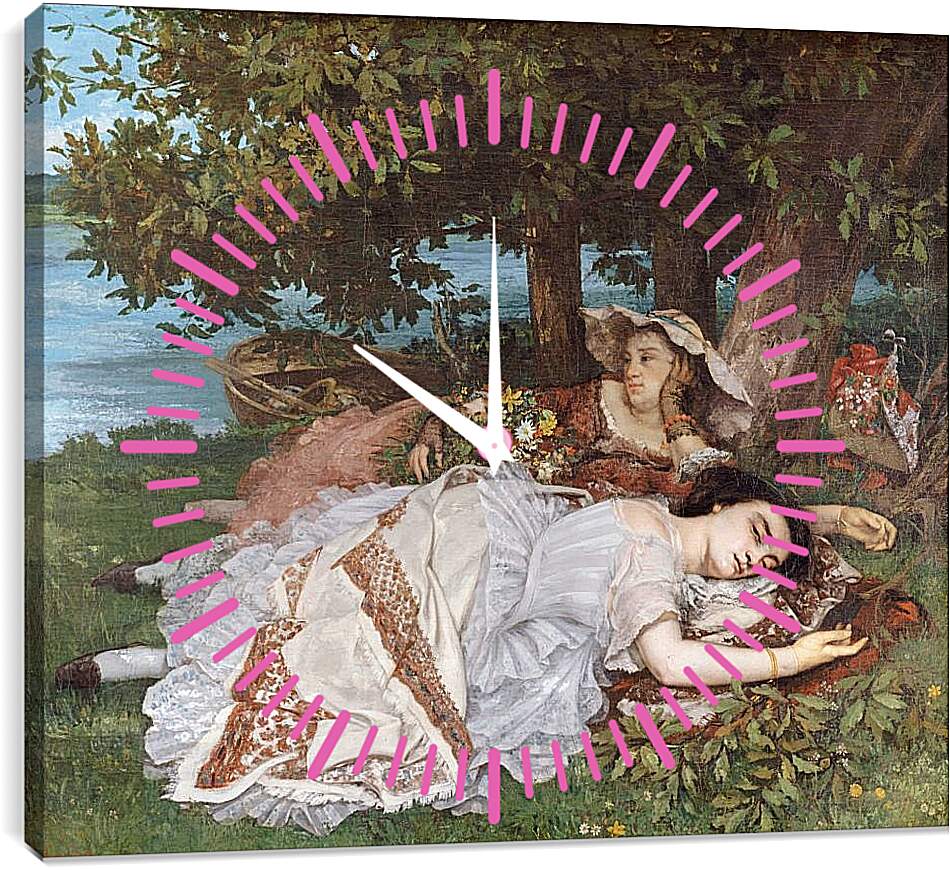 Часы картина - Девушки на берегу Сены. Жан Дезире Гюстав Курбе