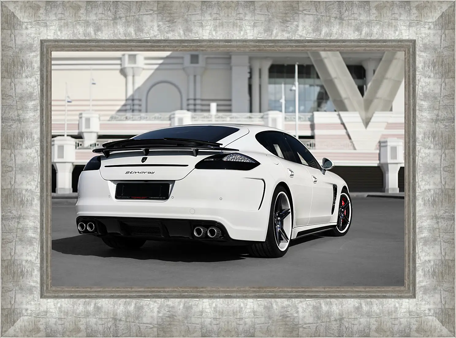 Картина в раме - Porsche Panamera белый