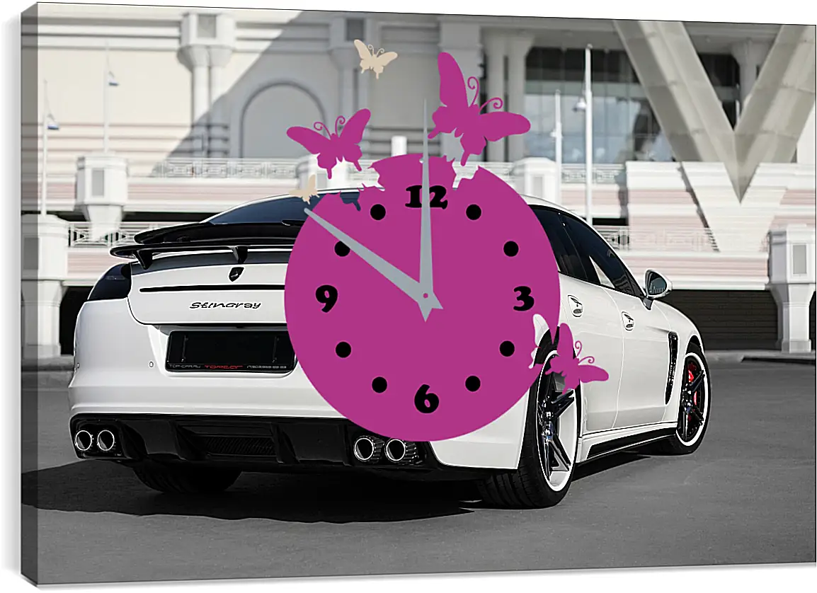 Часы картина - Porsche Panamera белый
