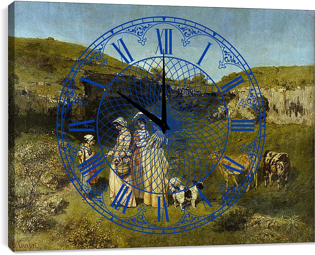 Часы картина - Деревенские девушки. Жан Дезире Гюстав Курбе