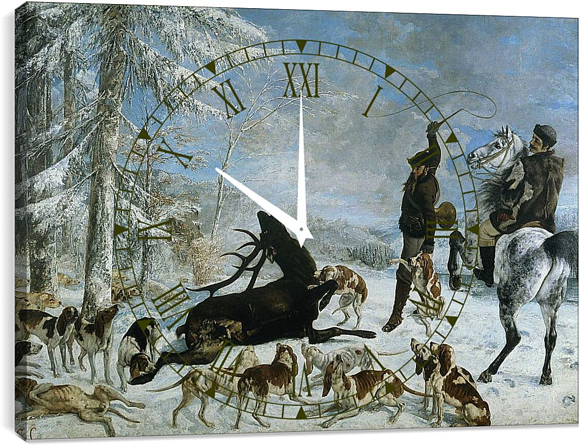 Часы картина - Охота на оленя. Жан Дезире Гюстав Курбе