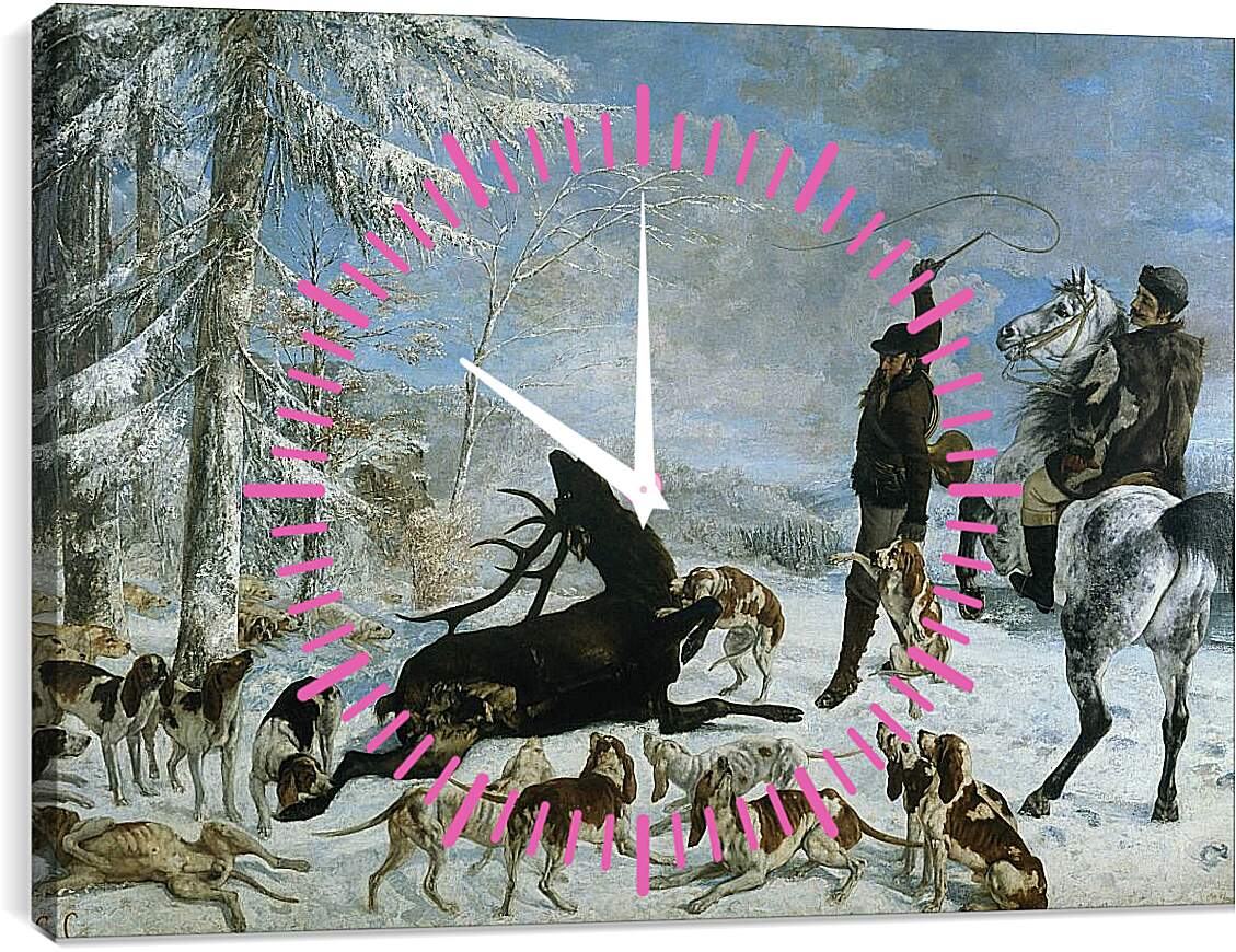 Часы картина - Охота на оленя. Жан Дезире Гюстав Курбе
