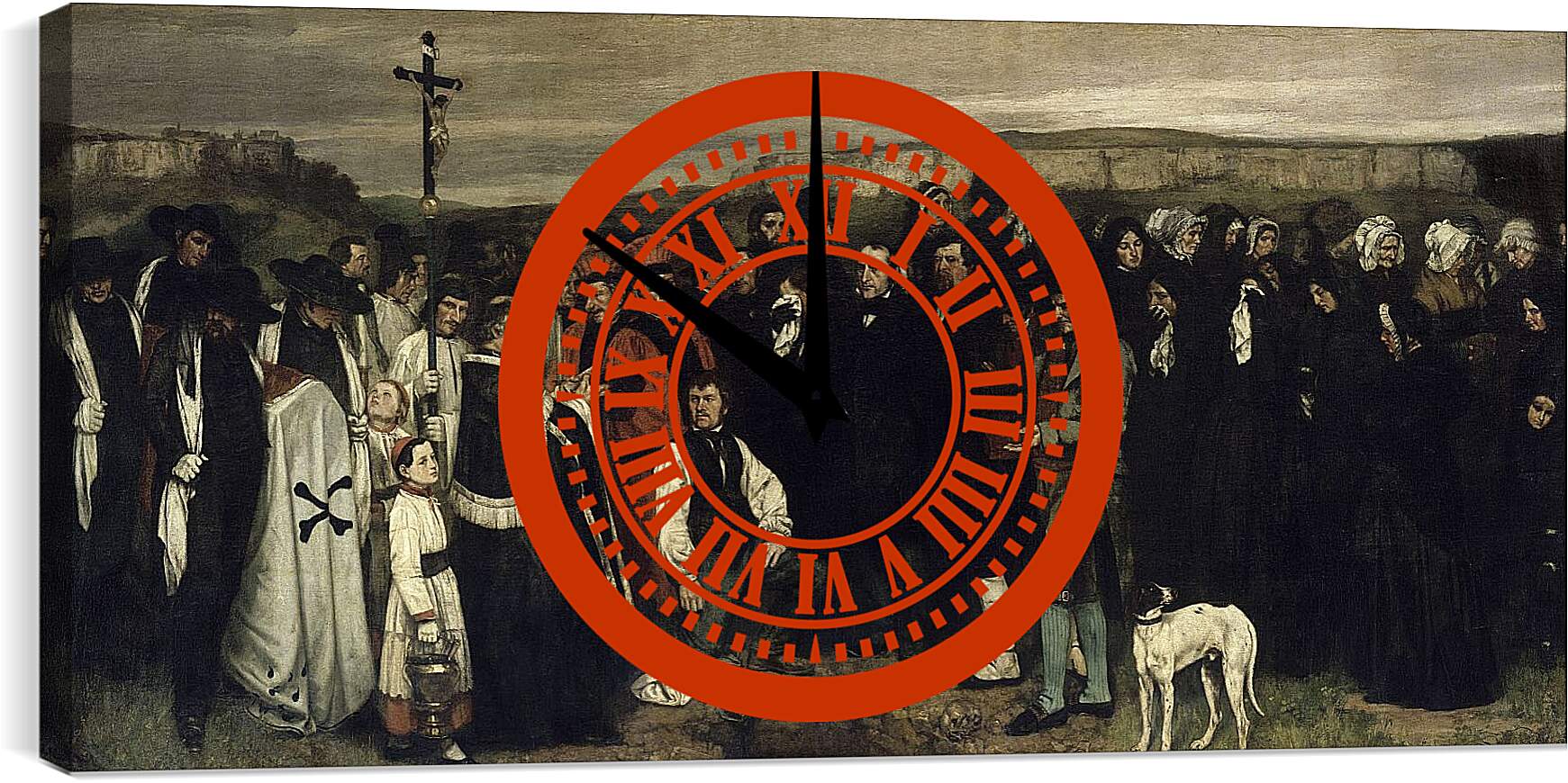 Часы картина - Похороны в Орнане. Жан Дезире Гюстав Курбе