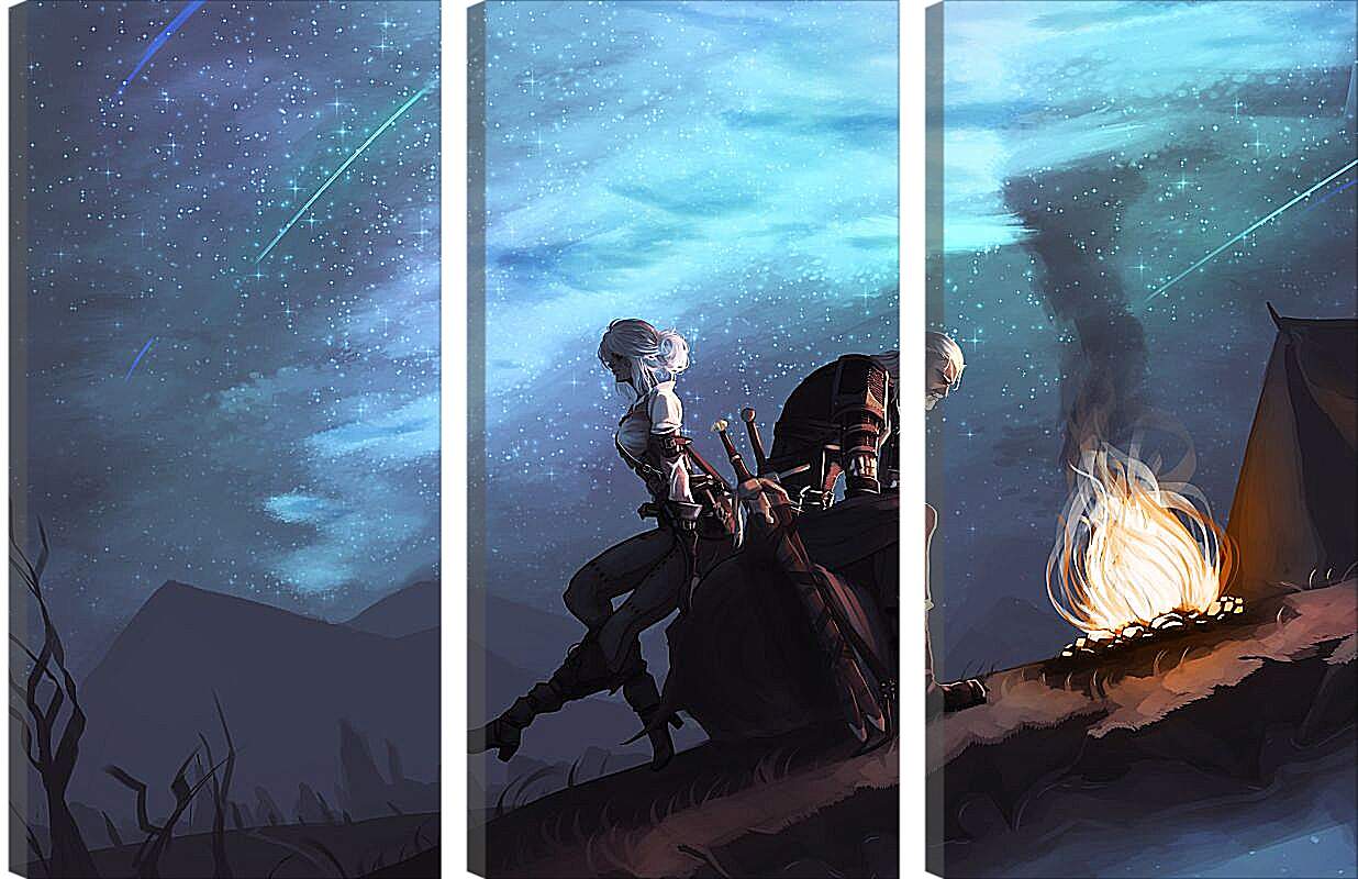 Модульная картина - The Witcher (Ведьмак), Цири и Геральт на привале