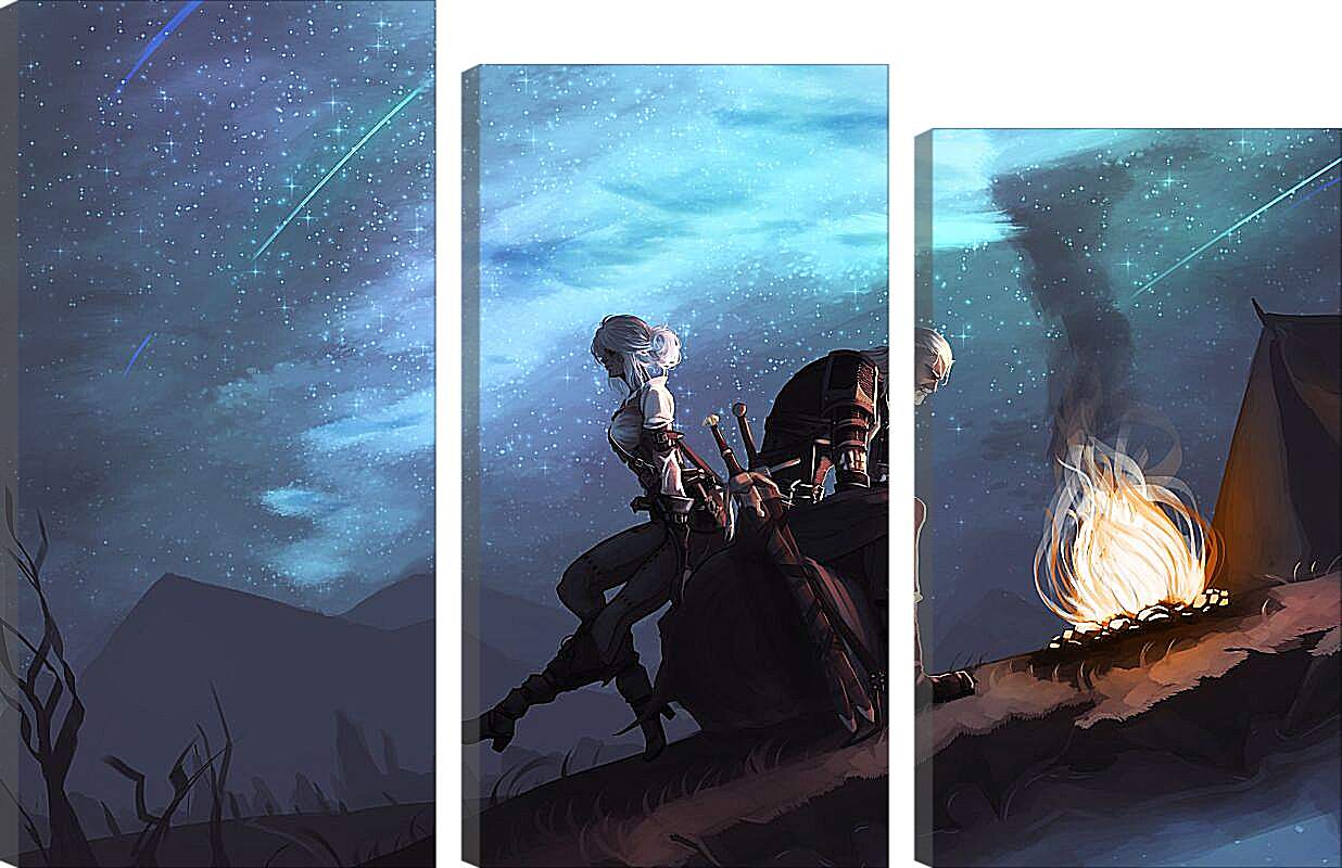 Модульная картина - The Witcher (Ведьмак), Цири и Геральт на привале