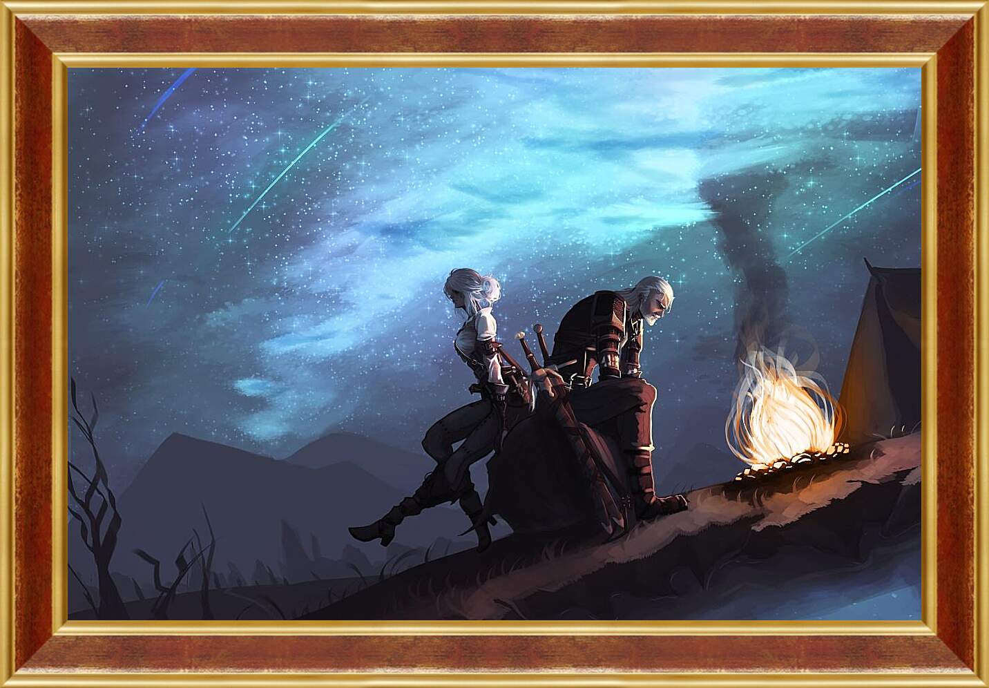 Картина в раме - The Witcher (Ведьмак), Цири и Геральт на привале
