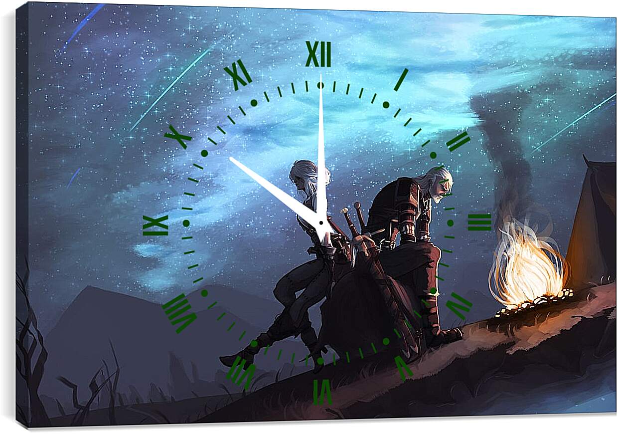 Часы картина - The Witcher (Ведьмак), Цири и Геральт на привале