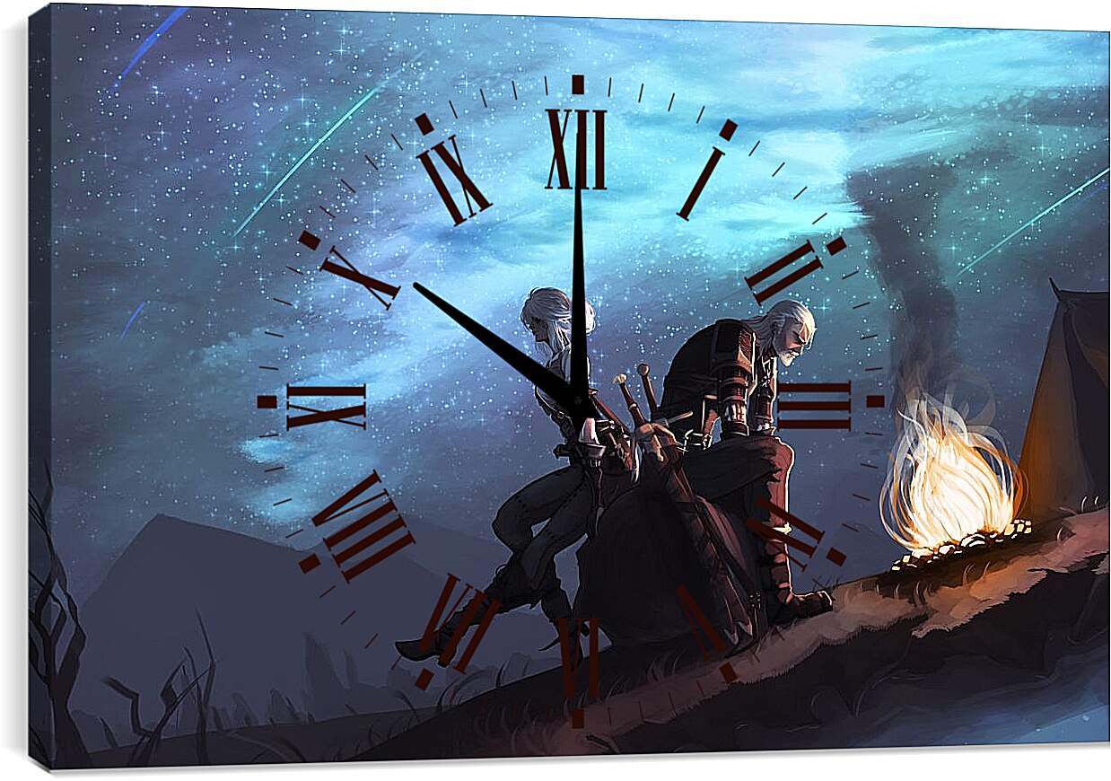 Часы картина - The Witcher (Ведьмак), Цири и Геральт на привале