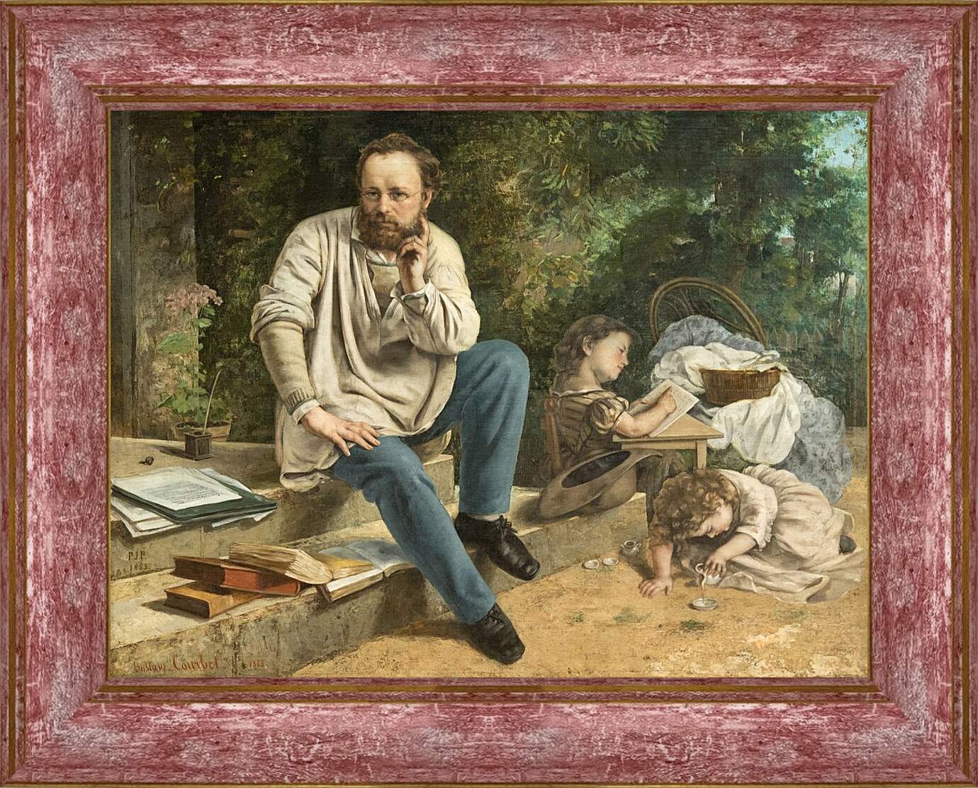 Картина в раме - Прудон и его дети. Жан Дезире Гюстав Курбе
