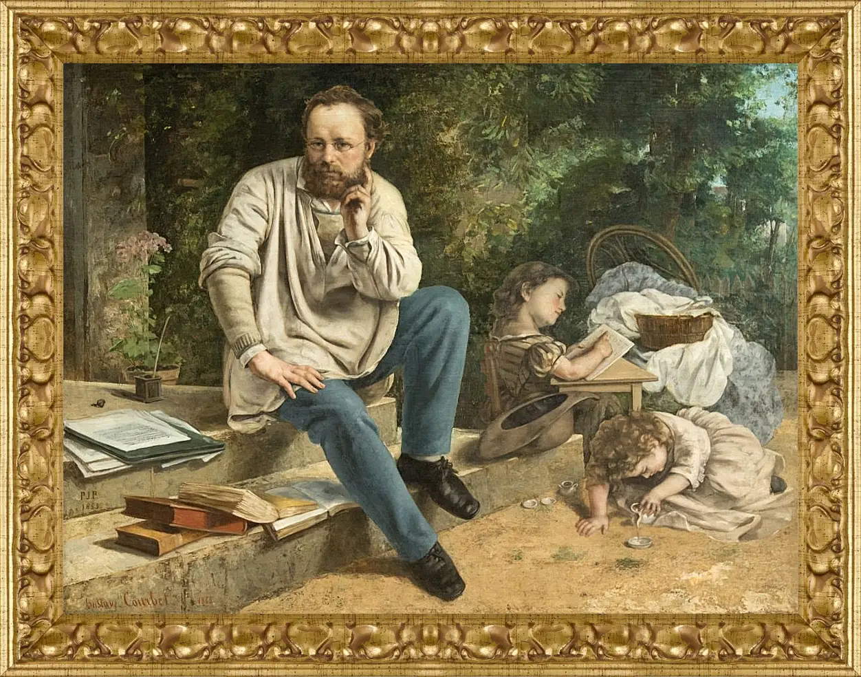 Картина в раме - Прудон и его дети. Жан Дезире Гюстав Курбе