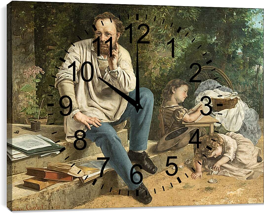 Часы картина - Прудон и его дети. Жан Дезире Гюстав Курбе